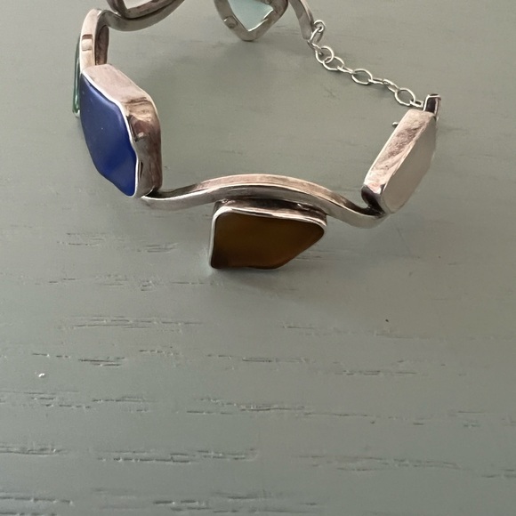 Charles Albert Sterling Silver 925 Cuff Bracelet with Recycled Glass - Picture 3 of 6